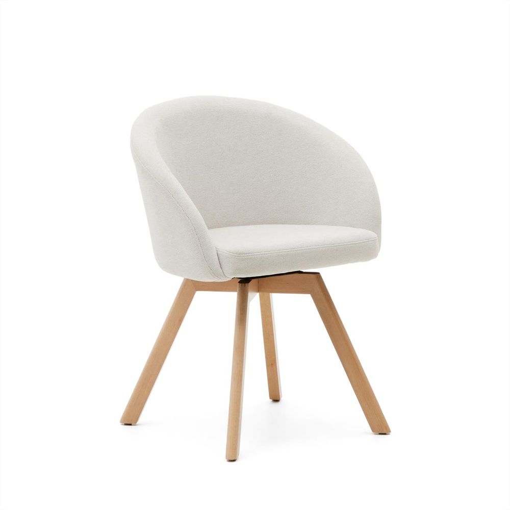 Draaibare stoel MARVIN - Beige chenille/poten natu KAV C0100112KY12