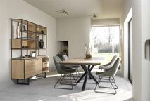 Eetkamer BELO - Naturel eiken/Zwart metaal C-XOO-BE-EK-BN