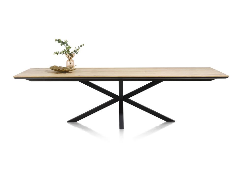 Eetkamer BELO - Naturel eiken/Zwart metaal C-XOO-BE-EK-BN