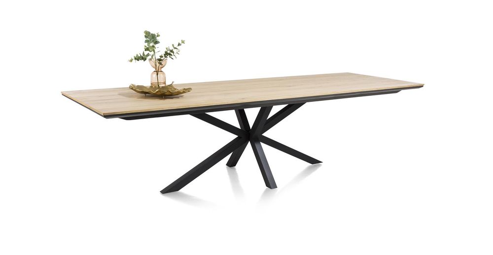 Eetkamer BELO - Naturel eiken/Zwart metaal C-XOO-BE-EK-BN