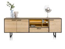 Eetkamer BELO - Naturel eiken/Zwart metaal C-XOO-BE-EK-BN