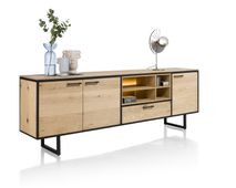 Eetkamer BELO - Naturel eiken/Zwart metaal C-XOO-BE-EK-BN