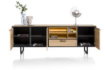 Eetkamer BELO - Naturel eiken/Zwart metaal C-XOO-BE-EK-BN