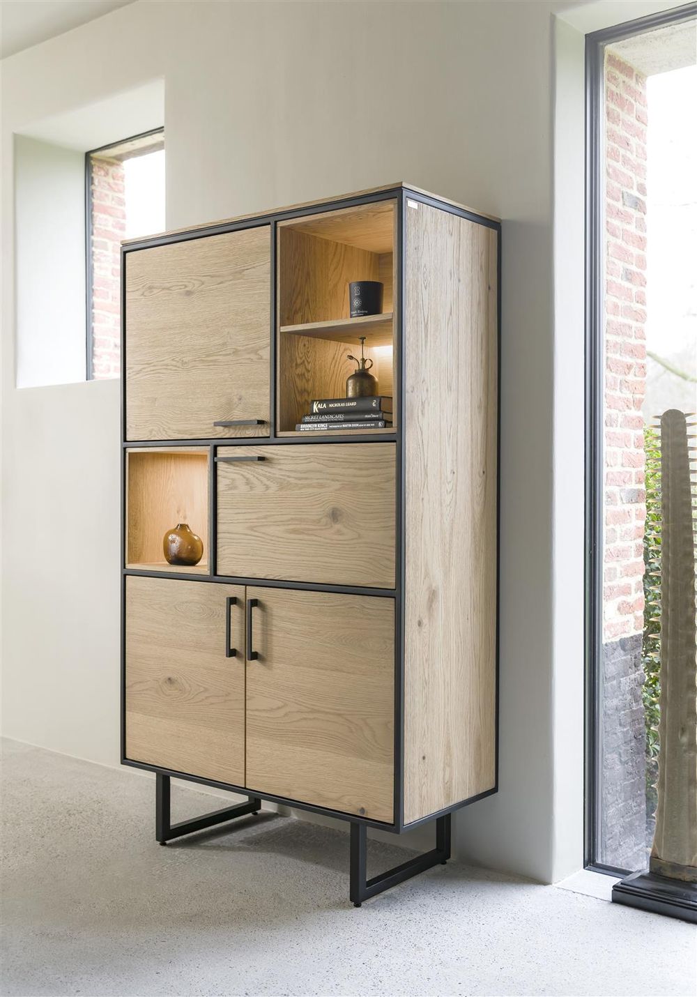 Eetkamer BELO - Naturel eiken/Zwart metaal C-XOO-BE-EK-BN