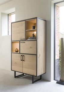 Eetkamer BELO - Naturel eiken/Zwart metaal C-XOO-BE-EK-BN