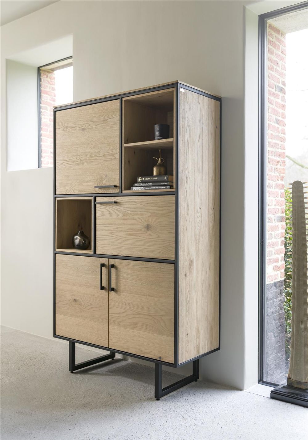 Eetkamer BELO - Naturel eiken/Zwart metaal C-XOO-BE-EK-BN