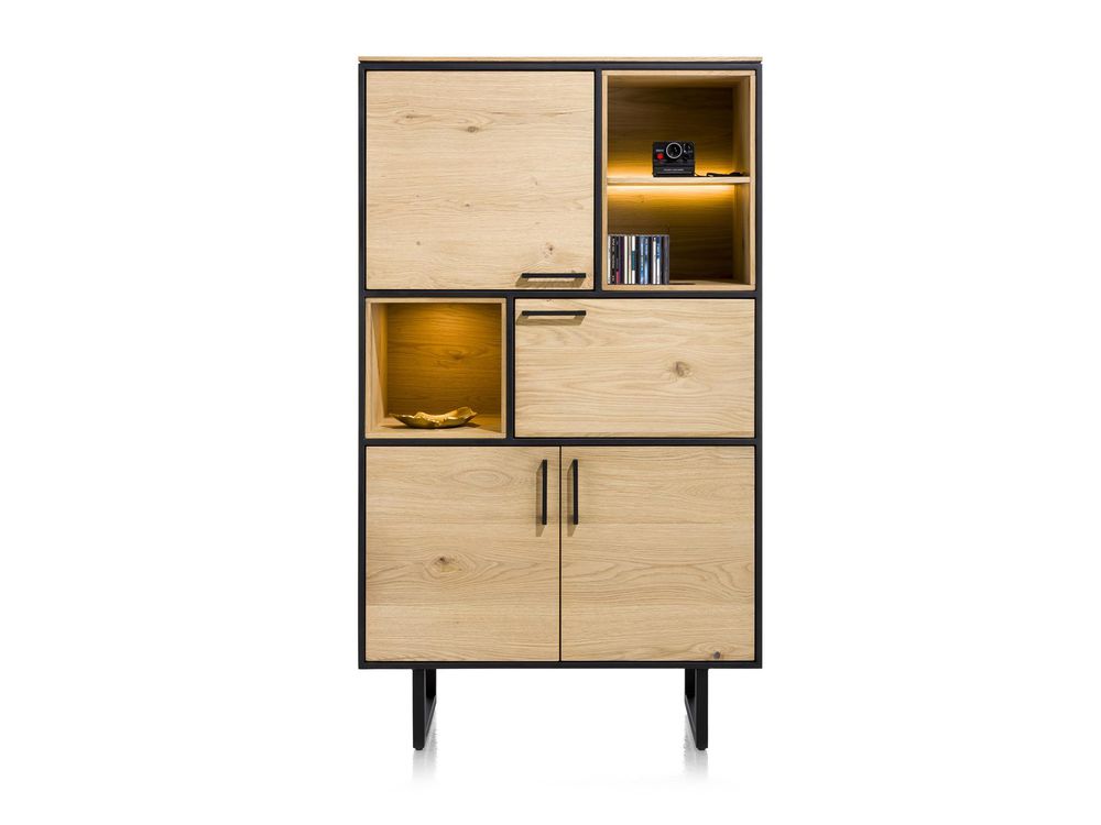 Eetkamer BELO - Naturel eiken/Zwart metaal C-XOO-BE-EK-BN