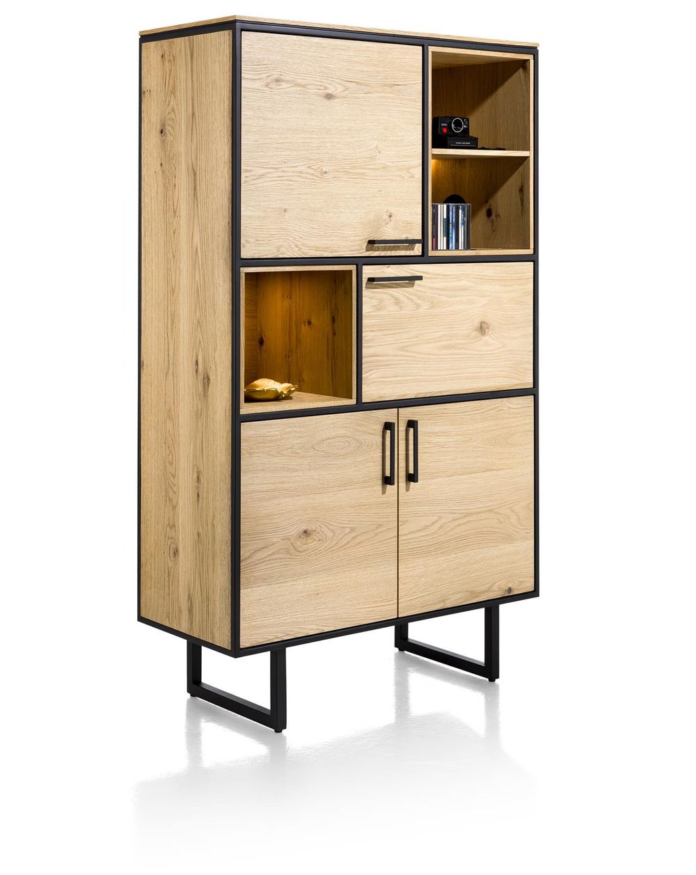 Eetkamer BELO - Naturel eiken/Zwart metaal C-XOO-BE-EK-BN