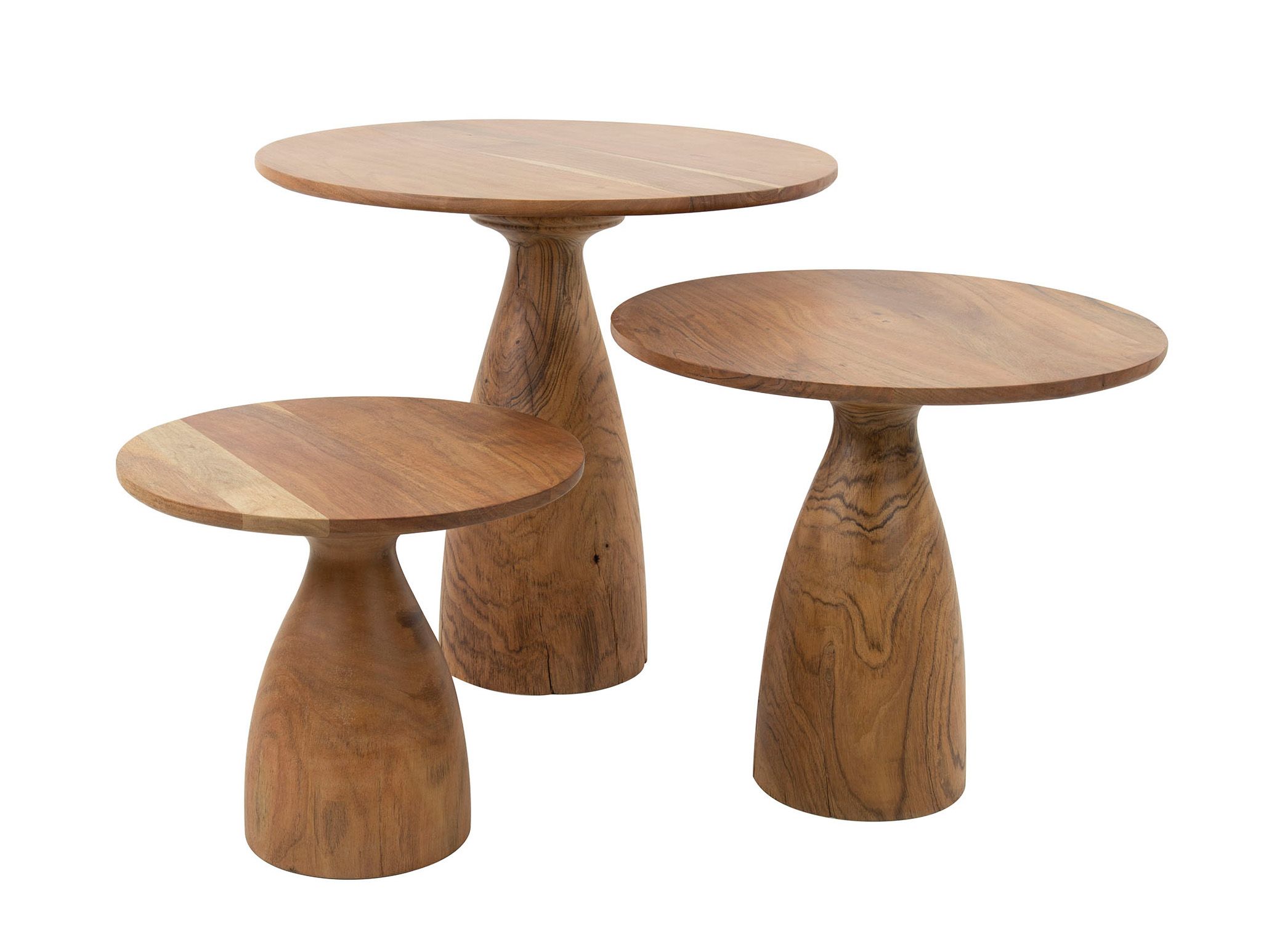 Set van 3 salontafels KEGEL - Acaciahout