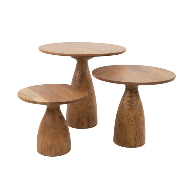 Set van 3 salontafels KEGEL - Acaciahout