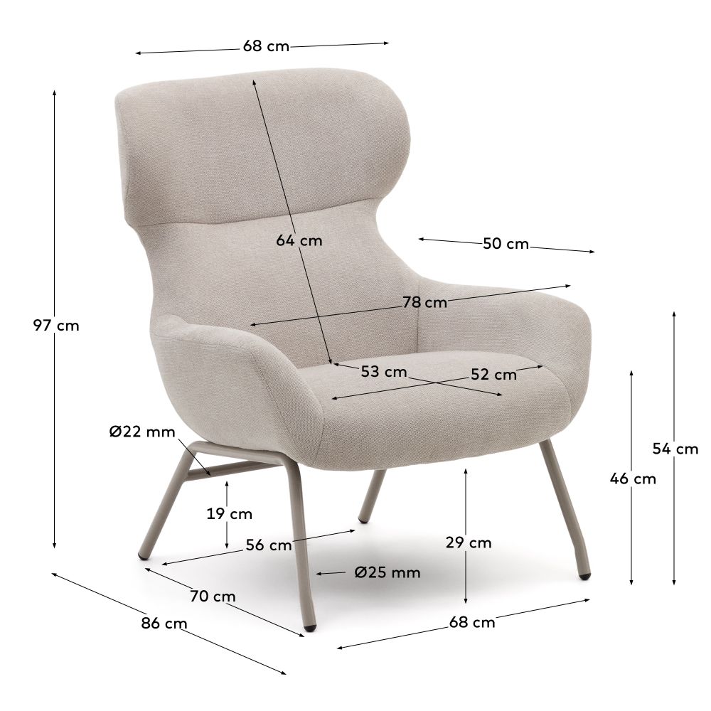 Fauteuil BELINA - Lichtbruin KAV S0900040BF12