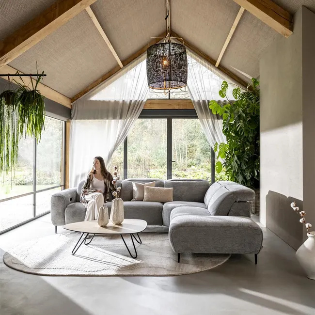 Hoeksalon met elektr. relax NAZARE - Grijs