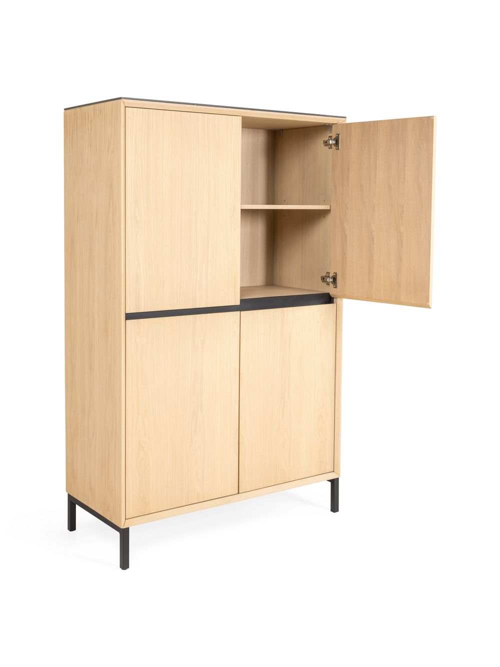 Wandkast LIMA - White Wash Oak / Zwart keramiek MED-26-000005