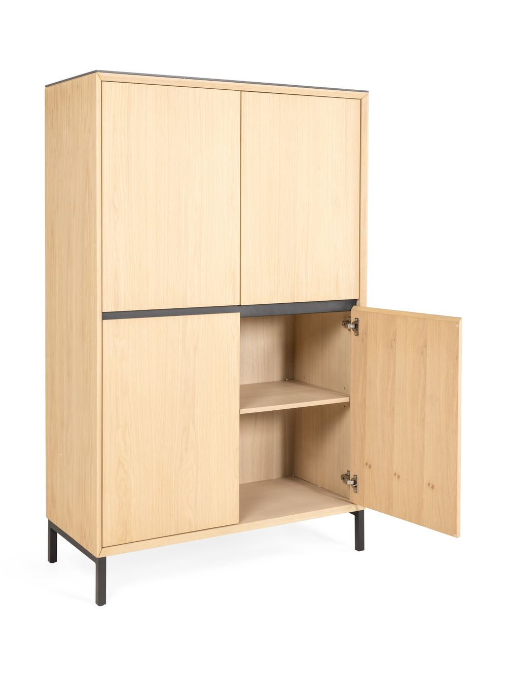 Wandkast LIMA - White Wash Oak / Zwart keramiek MED-26-000005