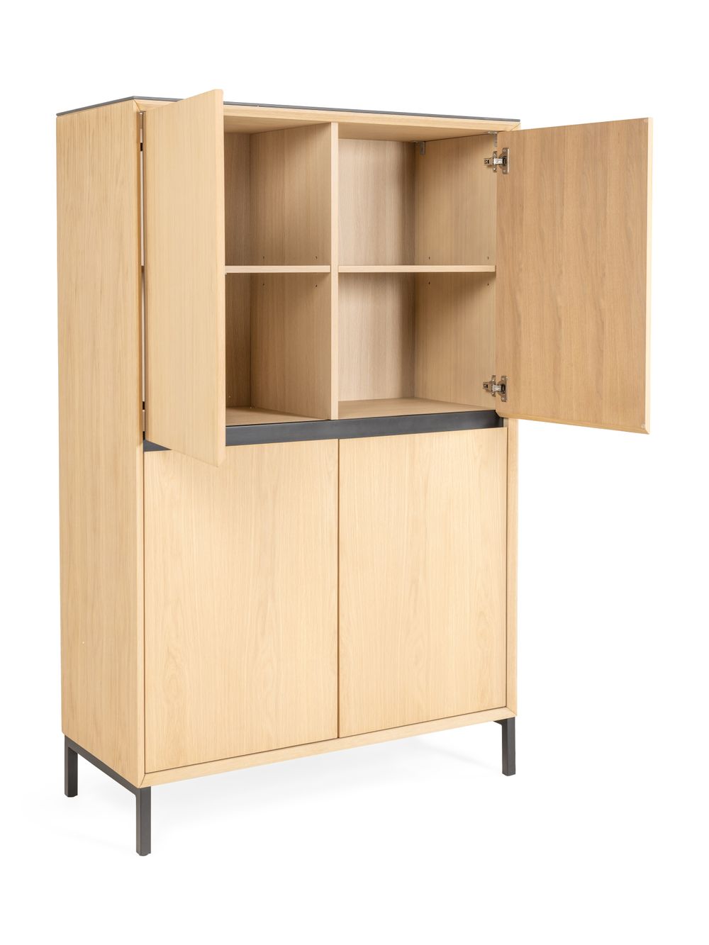 Wandkast LIMA - White Wash Oak / Zwart keramiek MED-26-000005