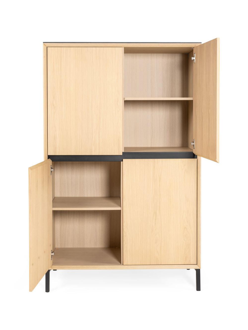 Wandkast LIMA - White Wash Oak / Zwart keramiek MED-26-000005