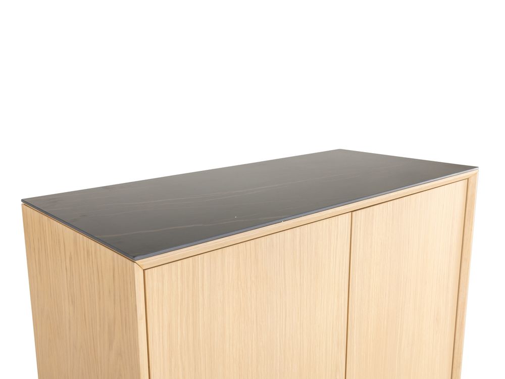 Wandkast LIMA - White Wash Oak / Zwart keramiek MED-26-000005
