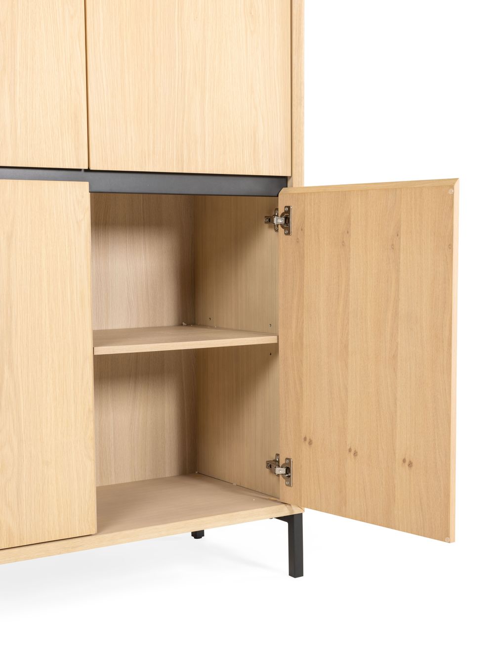 Wandkast LIMA - White Wash Oak / Zwart keramiek MED-26-000005
