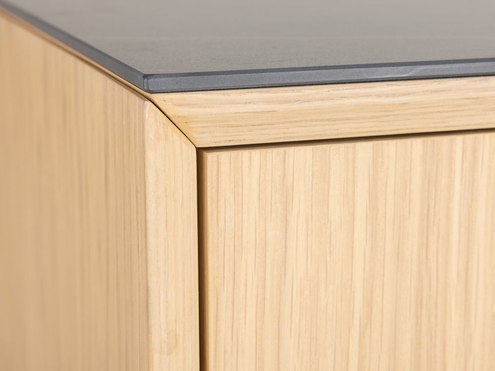 Wandkast LIMA - White Wash Oak / Zwart keramiek MED-26-000005