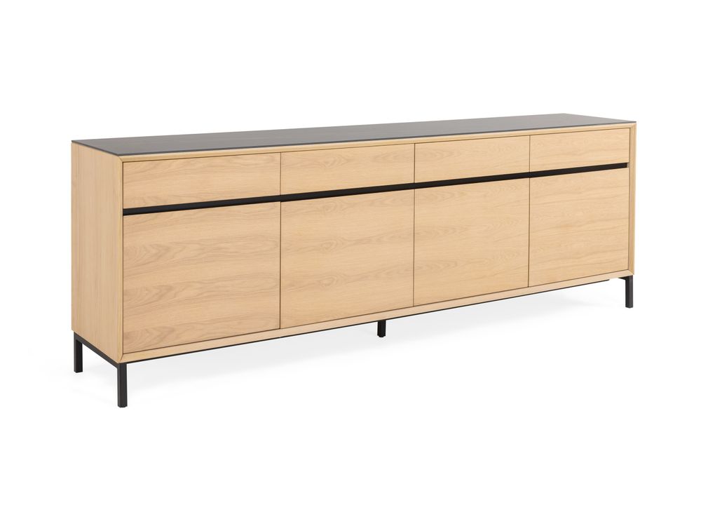 Dressoir LIMA - White Wash Oak / Zwart keramiek MED-26-000004