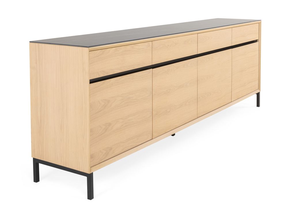 Dressoir LIMA - White Wash Oak / Zwart keramiek MED-26-000004