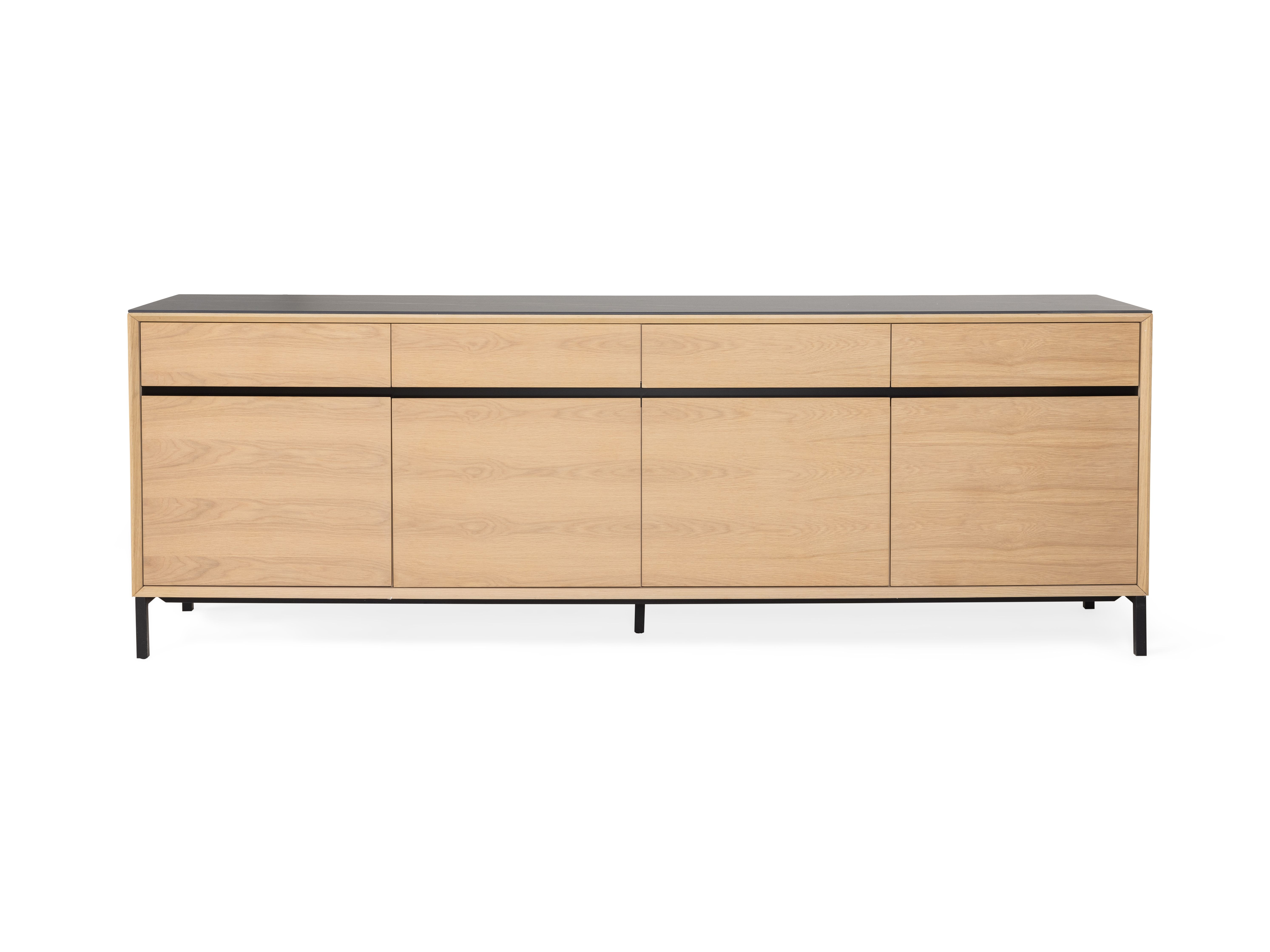 Dressoir LIMA - White Wash Oak / Zwart keramiek MED-26-000004