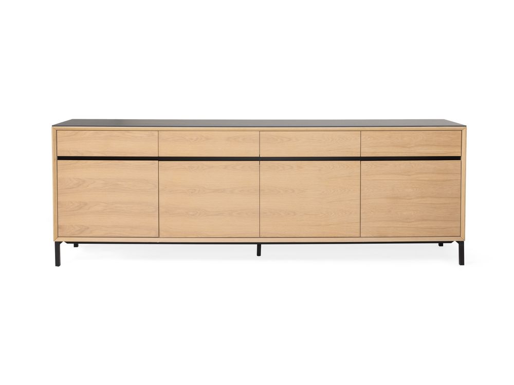 Dressoir LIMA - White Wash Oak / Zwart keramiek MED-26-000004