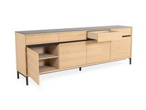 Dressoir LIMA - White Wash Oak / Zwart keramiek MED-26-000004