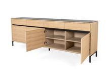Dressoir LIMA - White Wash Oak / Zwart keramiek MED-26-000004