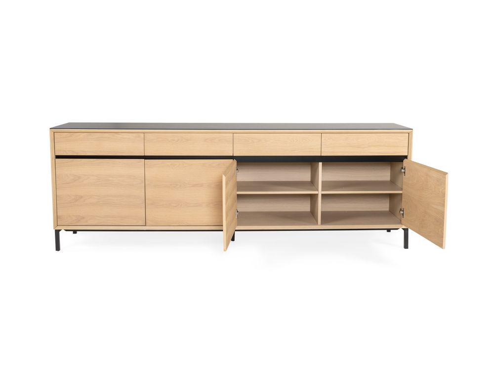 Dressoir LIMA - White Wash Oak / Zwart keramiek MED-26-000004