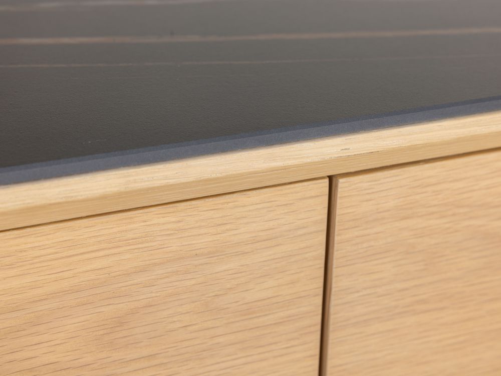 Dressoir LIMA - White Wash Oak / Zwart keramiek MED-26-000004