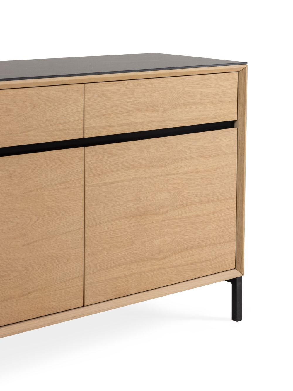 Dressoir LIMA - White Wash Oak / Zwart keramiek MED-26-000004