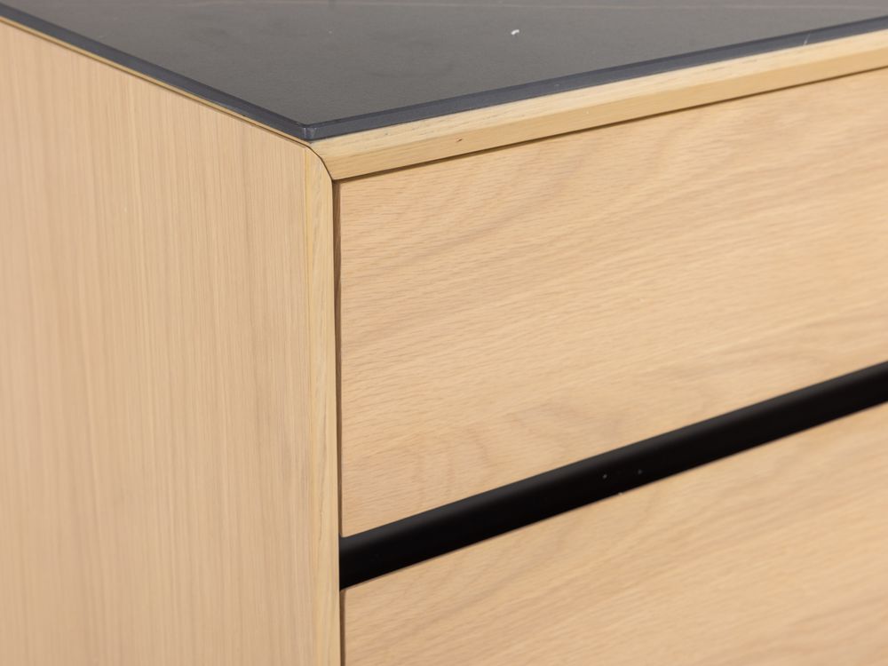 Dressoir LIMA - White Wash Oak / Zwart keramiek MED-26-000004