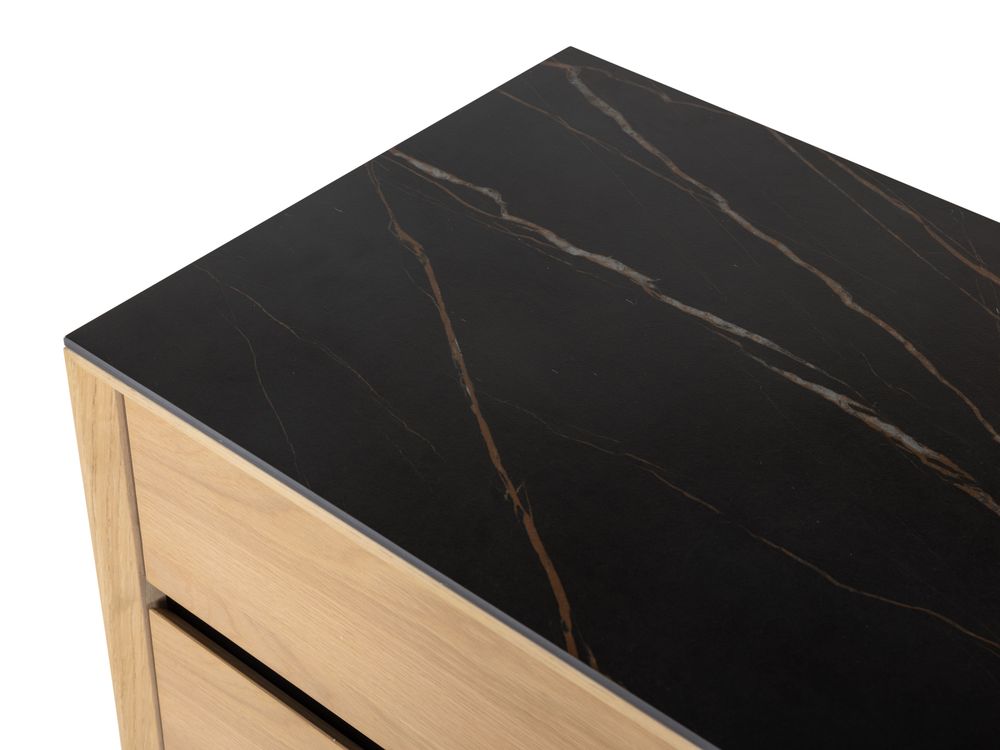 Dressoir LIMA - White Wash Oak / Zwart keramiek MED-26-000004