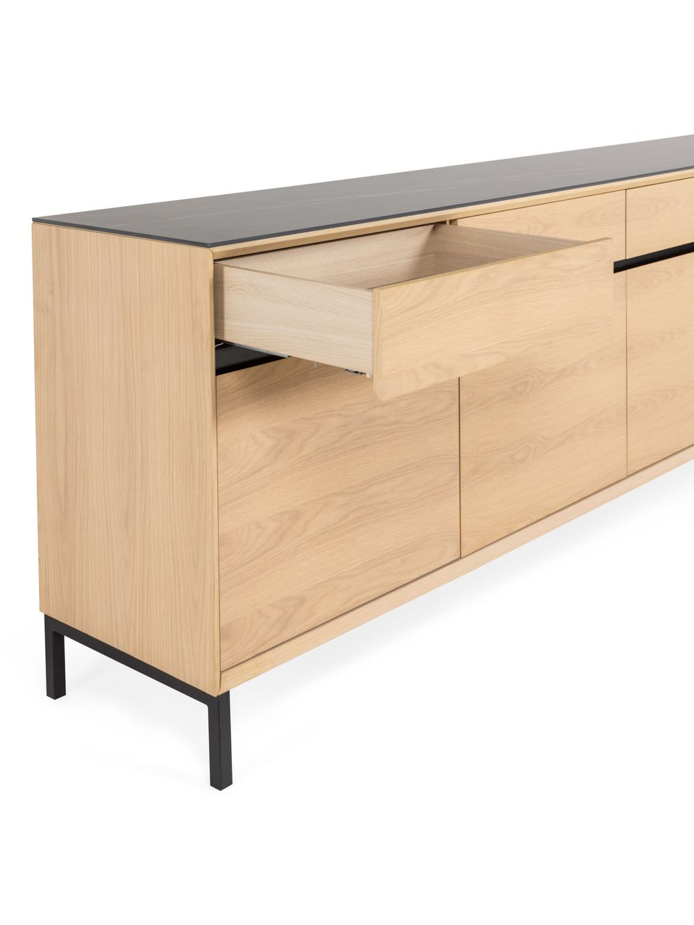Dressoir LIMA - White Wash Oak / Zwart keramiek MED-26-000004