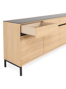 Dressoir LIMA - White Wash Oak / Zwart keramiek MED-26-000004