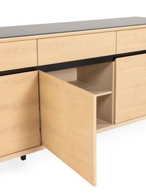 Dressoir LIMA - White Wash Oak / Zwart keramiek MED-26-000004