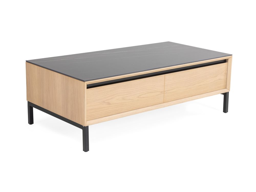 Salontafel LIMA - White Wash Oak / Zwart keramiek MED-26-000001