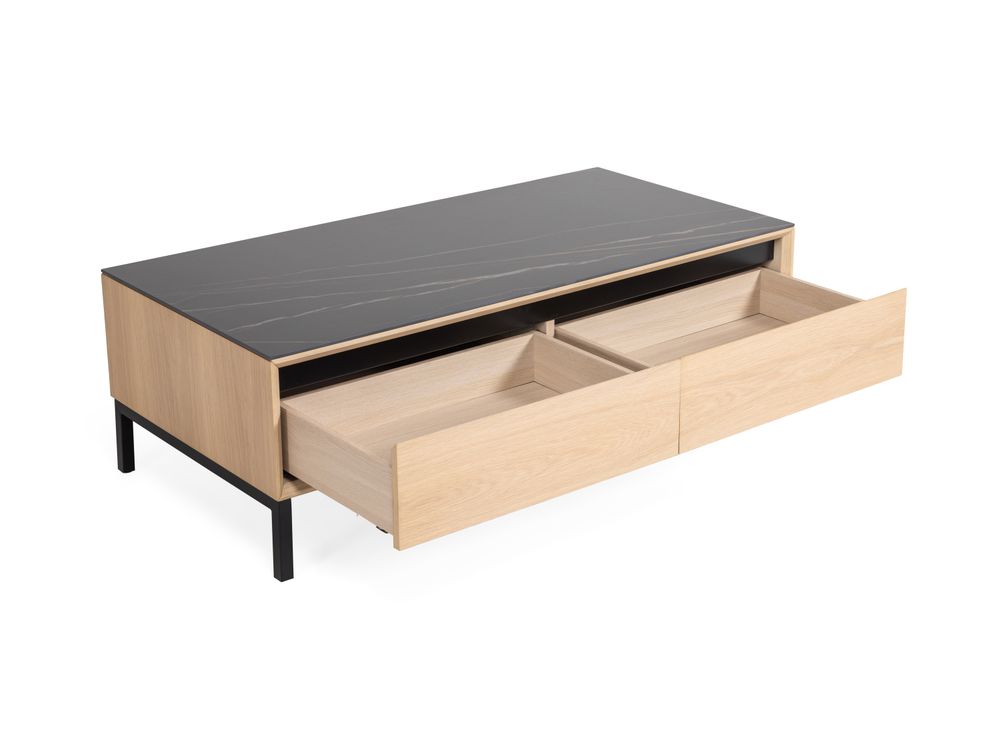 Salontafel LIMA - White Wash Oak / Zwart keramiek MED-26-000001