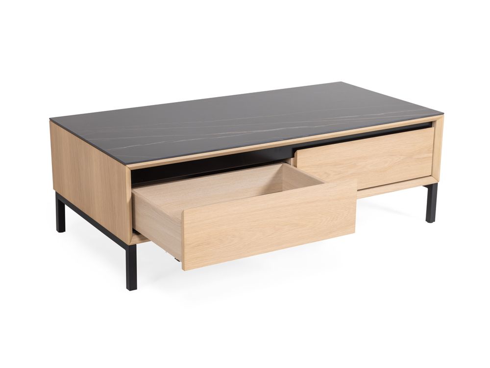 Salontafel LIMA - White Wash Oak / Zwart keramiek MED-26-000001