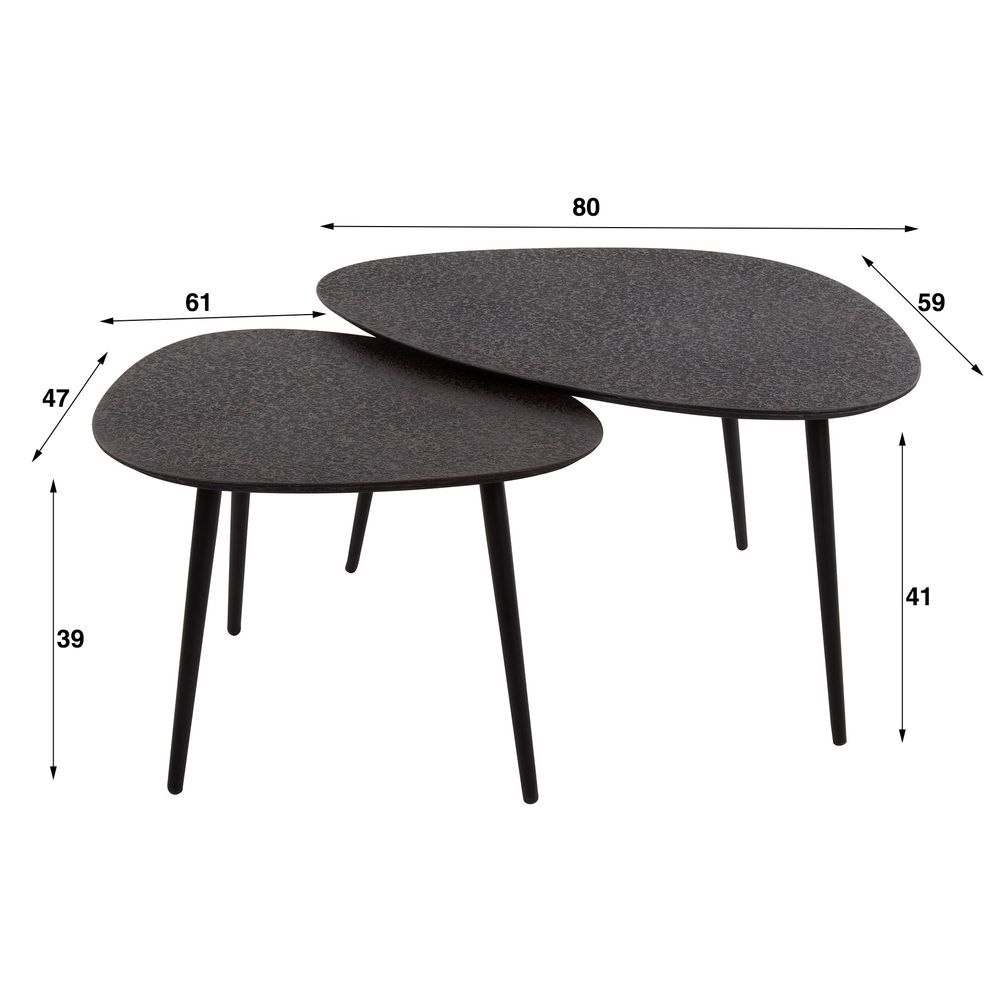 Set van 2 salontafels TRIANGLE METALLIC - Metallic ZLS 3150-48