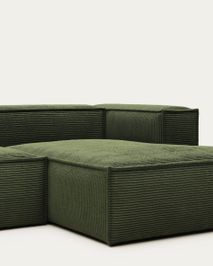 2-zit met chaise longue rechts BLOK - Groen cordur KAV S574LN19