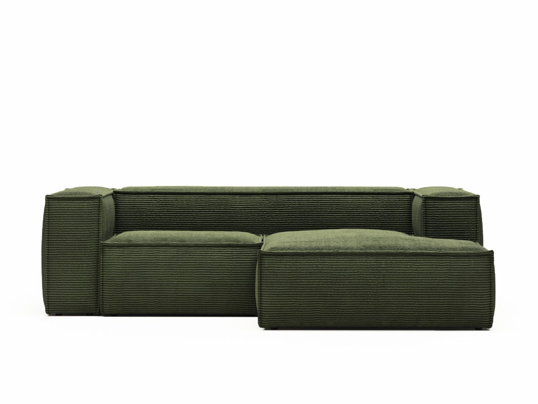 2-zit met chaise longue rechts BLOK - Groen cordur KAV S574LN19