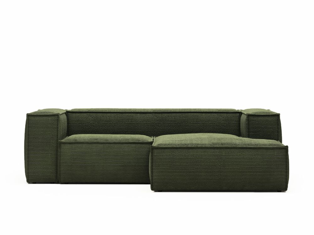 2-zit met chaise longue rechts BLOK - Groen cordur KAV S574LN19