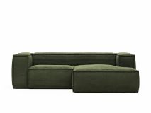 2-zit met chaise longue rechts BLOK - Groen cordur KAV S574LN19