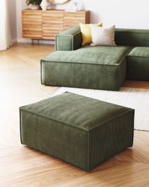 2-zit met chaise longue links BLOK - Groen corduro KAV S575LN19