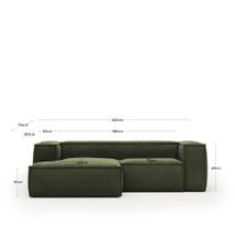 2-zit met chaise longue links BLOK - Groen corduro KAV S575LN19