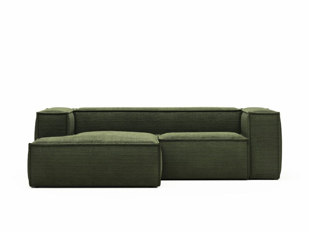 2-zit met chaise longue links BLOK - Groen corduro KAV S575LN19
