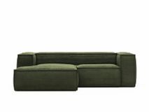 2-zit met chaise longue links BLOK - Groen corduro KAV S575LN19