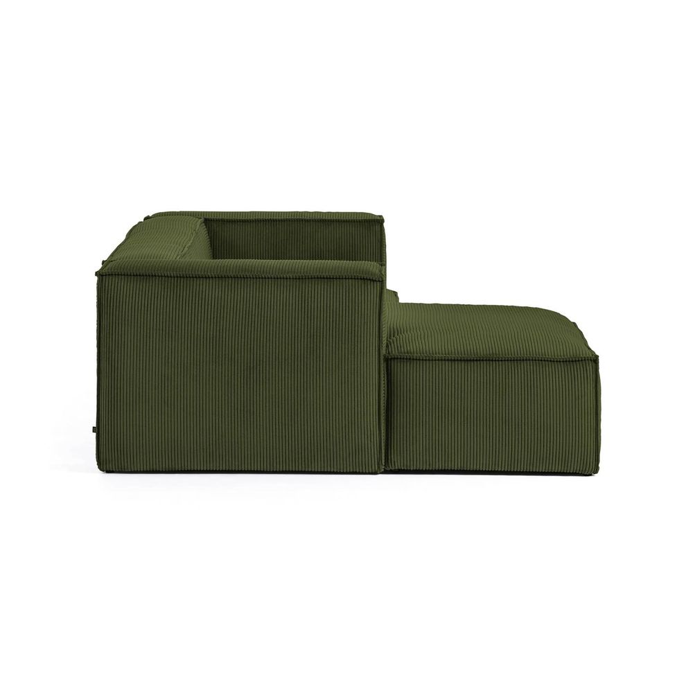 2-zit met chaise longue rechts BLOK - Groen cordur KAV S574LN19